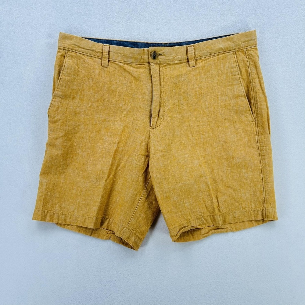 Banana Republic Shorts Mens 36 Yellow 9 Inch Chambray Chino Lightweight Casual